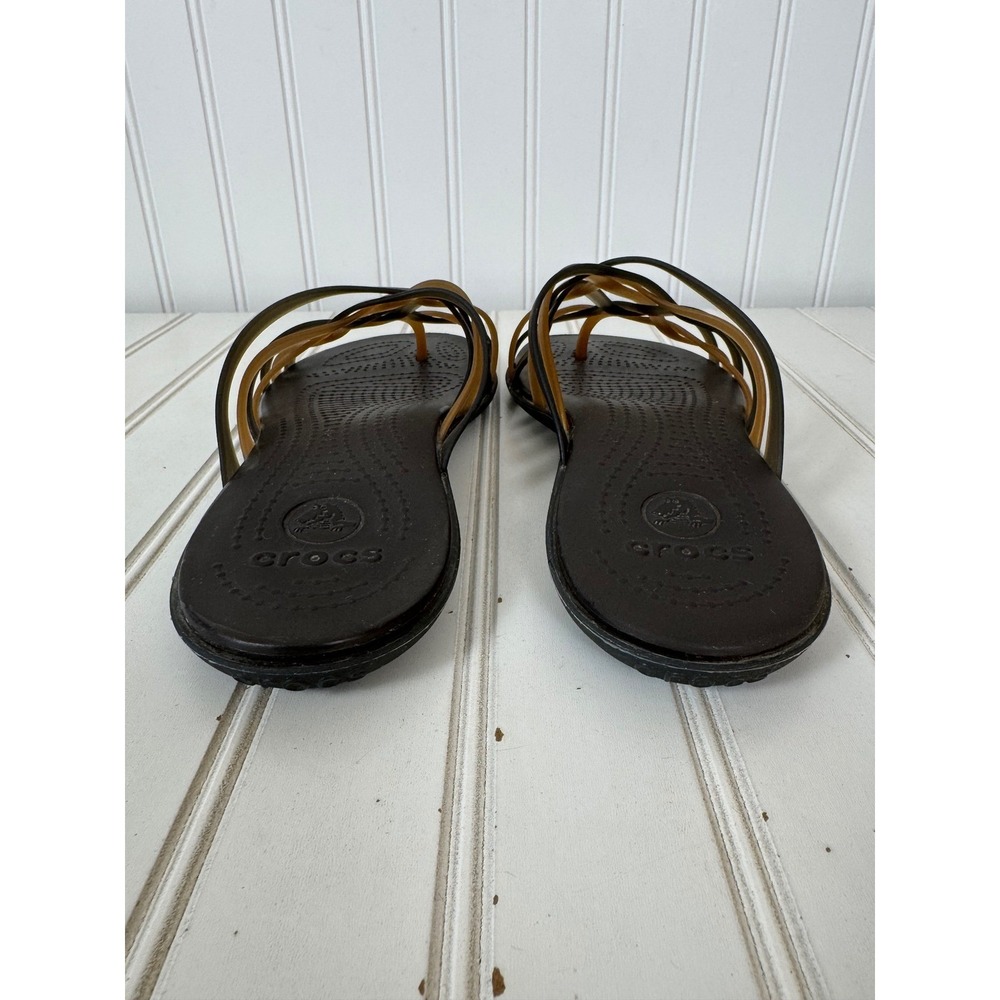 Crocs Hurache Strappy Flip Sandals Womens W8 Brown Bronze Lightweight Jelly - Picture 4 of 12